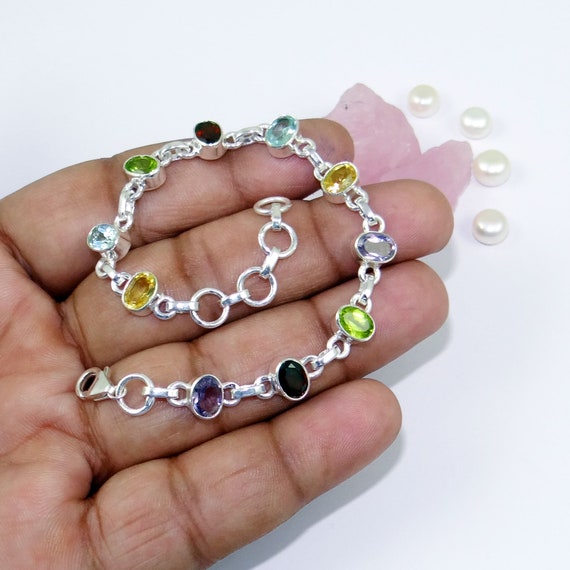 Handmade 925 Sterling Silver Turquoise Gemstone Bracelet