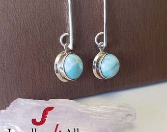 Larimar Earring, Solid 925 Silver Earring, Statement Earring, Blue Earring, Dangle Earring, Larimar Jewelry, Jewellery4All, Gift For Her