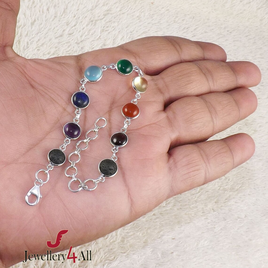 7 Chakra Bracelet Yoga Energy Bracelet Lava Bracelet Solid Etsy