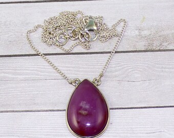 Collier En Phosphosidérite Et Argent Massif 925 - 250 Carats, Longueur 44,50 Cm, Pendentif Ovale Avec Citrine