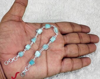 Larimar Bracelet, Sterling Silver Bracelet, Raw Larimar Bracelet, Larimar Jewellery, Bezel Bracelet, Larimar Gemstone, Larimar, Gift, J71711