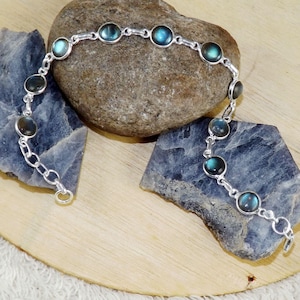 Labradorite Bracelet, 925 Sterling Silver Bracelet, Handmade Bracelet, Blue Bracelet, Bezel Bracelet, Blue Labradorite, Gift For Her, J71713
