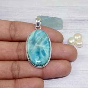 Genuine Larimar Pendant, Larimar Pendant, Solid 925 Sterling Silver Pendant, Unique Pendant, Christmas Gift, Pendant Necklace, L113008