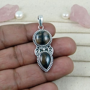 Chiastolite Pendant, Solid 925 Sterling Silver Pendant, Handmade Pendant, Necklace Pendant, Casual Pendant, Unique Gift For Her, Sale,J11106