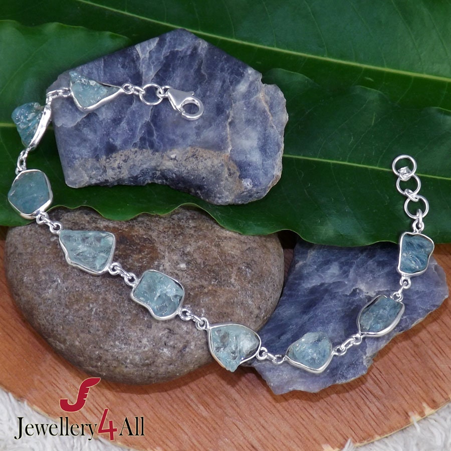 Aquamarine and Herkimer Diamond Mini Crystal Bracelet by Healing Stones for  You