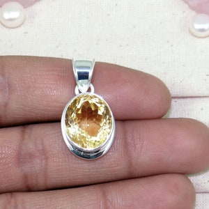 Natural Citrine Pendant, Solid 925 Sterling Silver Pendant, November Birthstone, yellow Necklace Pendant, Citrine, Healing Gemstone, J121601
