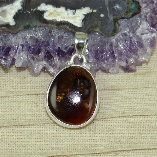 Mexican Fire Agate Pendant, 925 Silver Pendant, Mexican Fire Agate Jewelry, Necklace Pendant, Mexican Fire Agate, Jewellery4All, Gift K22412