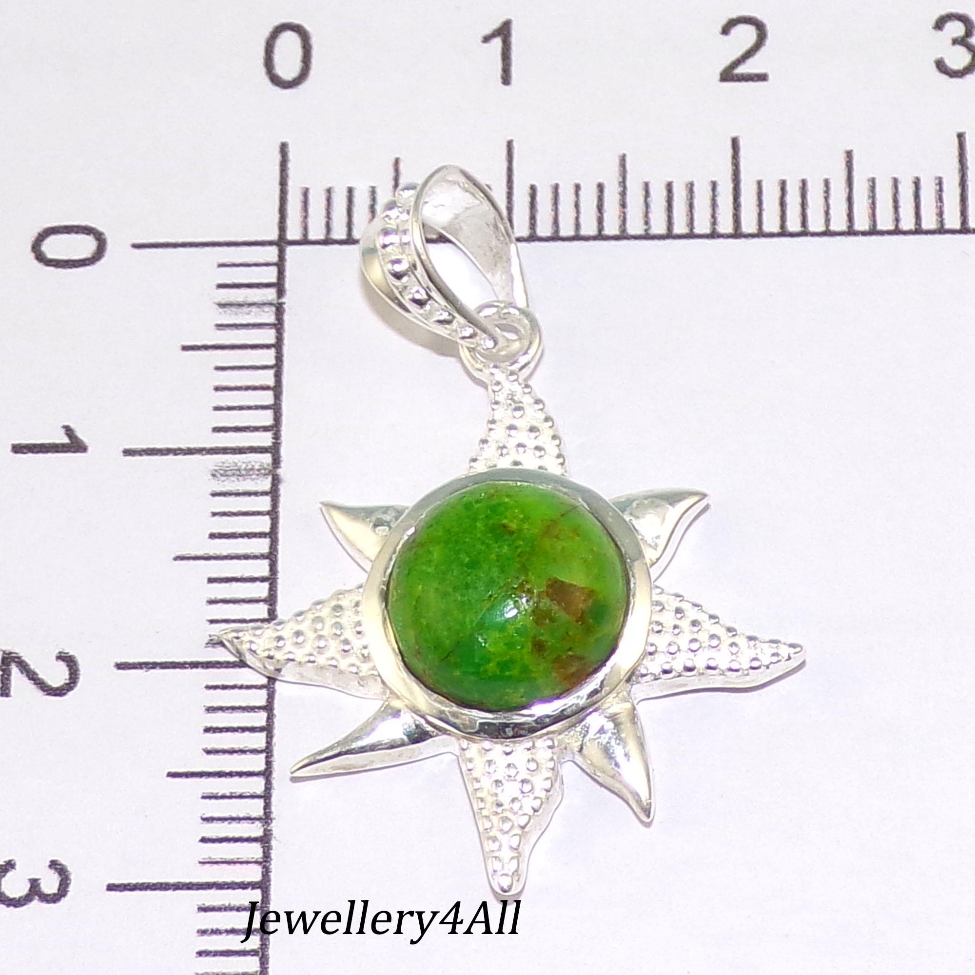 フラワーターコイズペンダント、ハンドメイド925スターリングシルバー