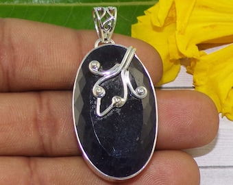 Vintage Natural Iolite Pendant, Blue Gemstone Pendant Necklace, 925 Sterling Silver Jewelry, Anniversary Gift, Pendant For Daughter, P42208