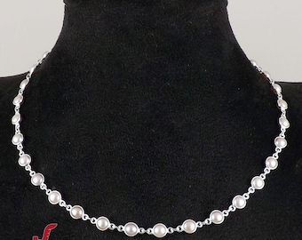 Handgemaakte sterlingzilveren ketting met parelrand: bruidsfeestsieraden