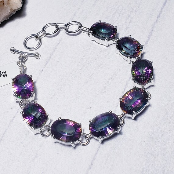 ミスティッククォーツとアメジストのブレスレット＆チャームセット