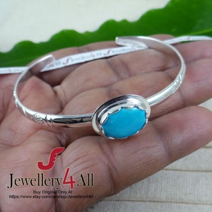 Arizona Turquoise Bangle: Handmade 925 Sterling Silver Cuff