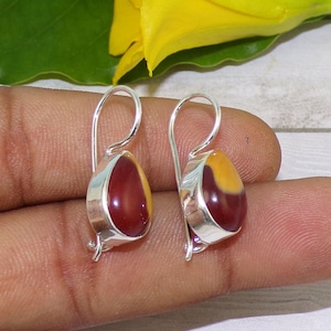 Pear Mookaite Earrings: 925 Sterling Silver Dangle Earrings