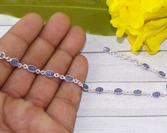 Oval Tanzanite Bracelet, Solid 925 Sterling Silver, Artisan Jewelry