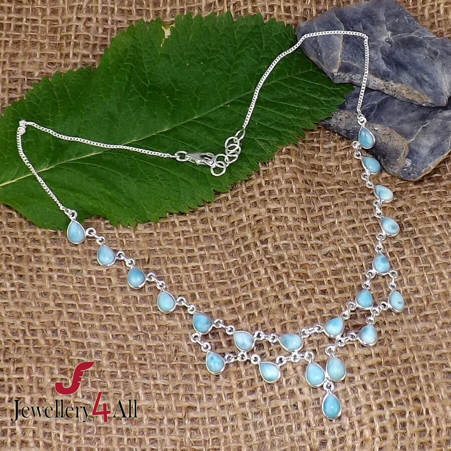 Larimar Necklace, Handmade Necklace, Bezel Necklace, Larimar