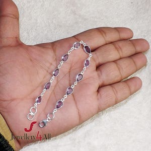 Amethyst Bracelet, Purple Bracelet, Solid Silver Bracelet, February Birthstone, Amethyst Jewelry, Birthstone Bracelet, Bezel Bracelet, K3
