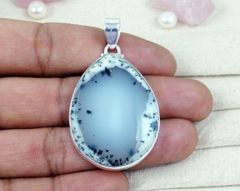 Dendritic Agate 925 Sterling Silver Teardrop Pendant