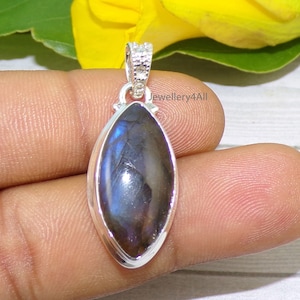 Genuine Labradorite Pendants, Blue Fire Labradorite Pendants, 925 Sterling Silver Pendant, Christmas Gift Idea, Anniversary Gift Idea,N70425
