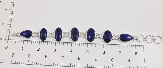 手作りのラピスラズリ925スターリングシルバー製トグルブレスレット 