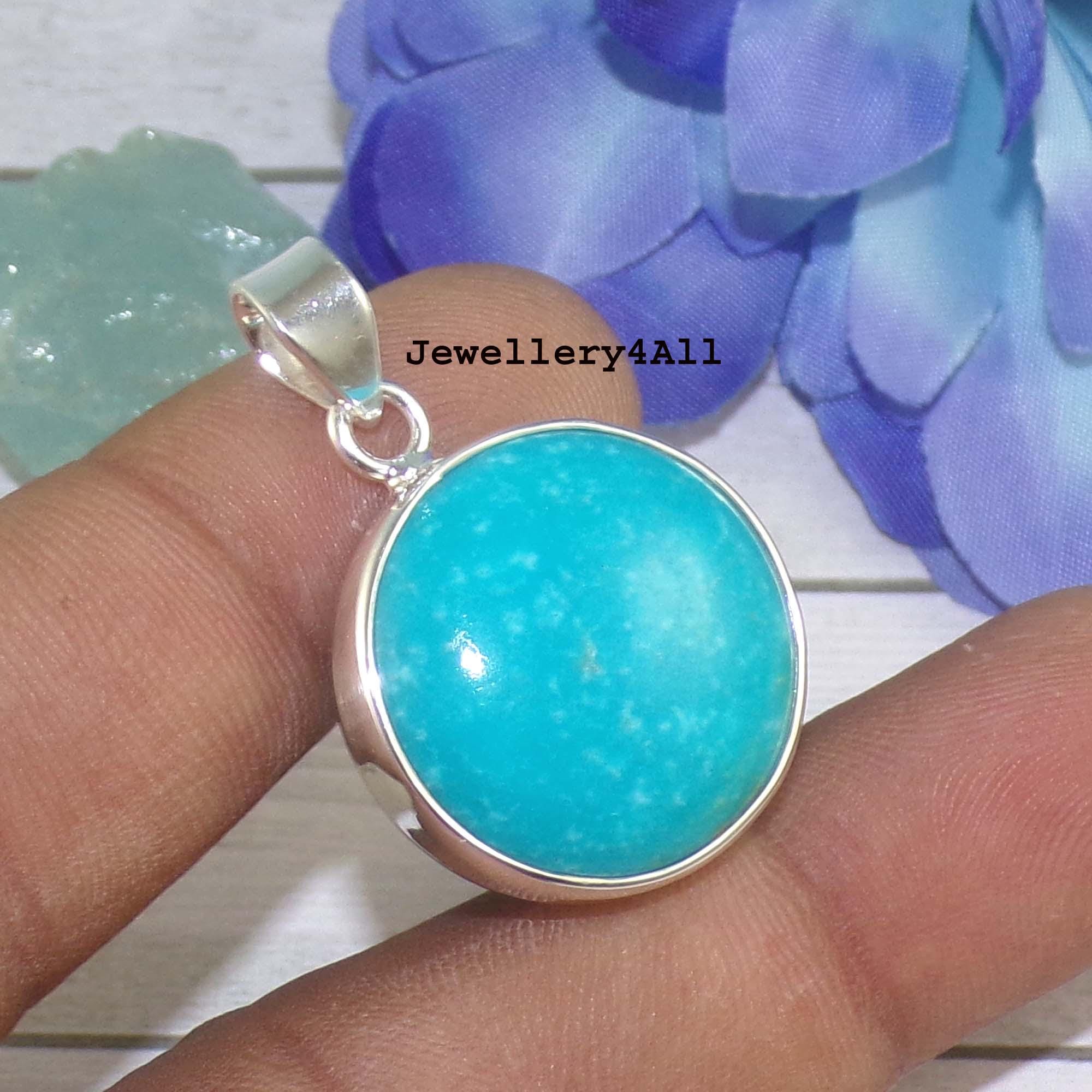 Arizona Turquoise Pendant - 925 Sterling Silver, Southwestern