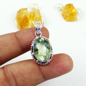 Green Amethyst Pendant, Solid 925 Silver Pendant, Green Amethyst Necklace Pendant, Green Amethyst Jewelry, Jewellery4All, For Her, J92202