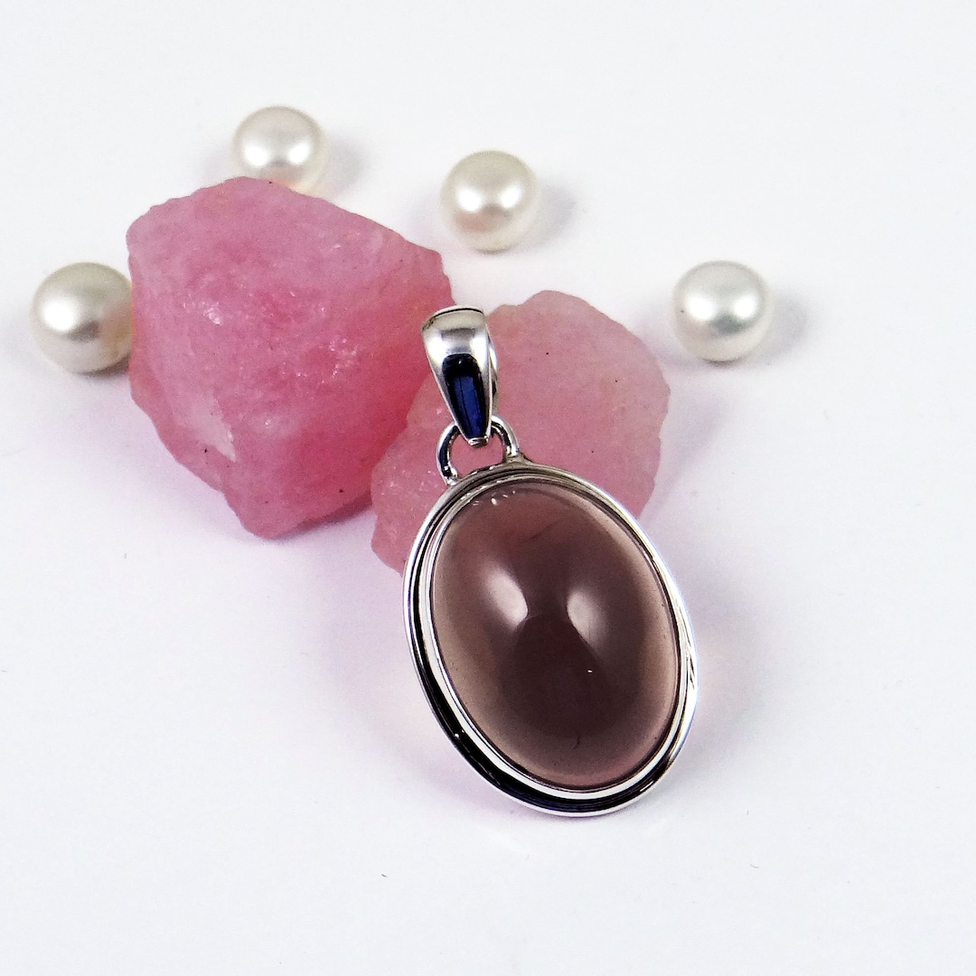 Handmade Cabochon Smokey Quartz 925 Sterling Silver Pendant  Genuine 8c Smokey Quartz Cabochon Pendant Necklace main image 0