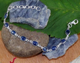 925 Silver Jewelry, Blue Kyanite Bracelet, Kyanite Jewelry, Handmade Bracelet, Bezel Bracelet, Gemstone Bracelet, Adjustable Bracelet, Gifts