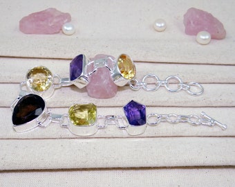 スモーキーシトリン　アメジスト　大玉　ブレスレット アメジスト シトリン スモーキークォーツ ブレスレット