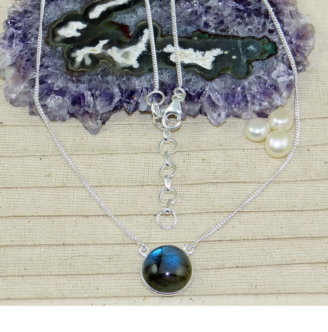 Collier En Labradorite Bleue Et Argent Massif 925 - Création Maison Made In France