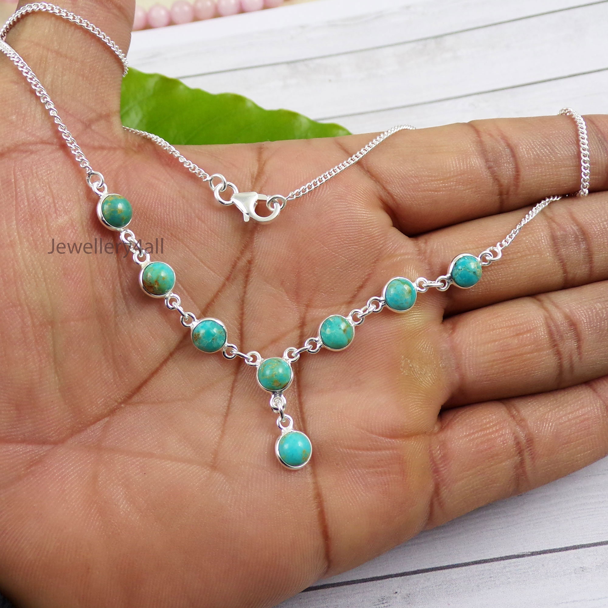 petit turquoise付き silver chain necklace PLNT#316 | Large Zuni Petit Point Turquoise Necklace Pendant
