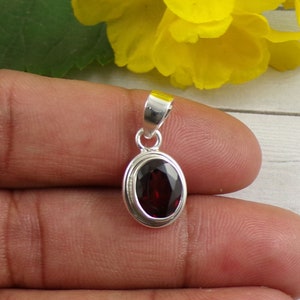 Genuine Garnet Pendant, Garnet Pendant, January Birthstone Month, 925 Sterling Silver, Christmas deal, New Year Gift, Tiny Pendant, M111124