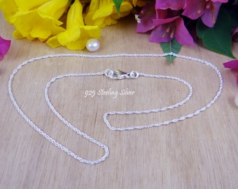 Sterling Silver Twisted Link Chain, 1.5mm Pendant Chain