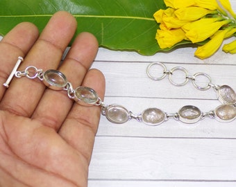 Rutilated quartz Bracelets, Golden Rutail Bracelets, 925 Sterlinksgig Silver Bracelet, Delicate Bracelet, For Her, Thanving Gift, N10509