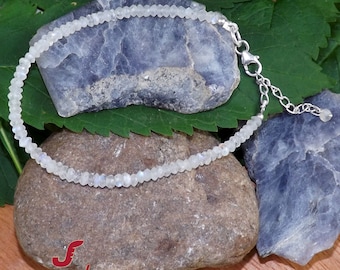Regenbogen Mondstein Armband: Sterling Silber Perlen Edelstein Schmuck