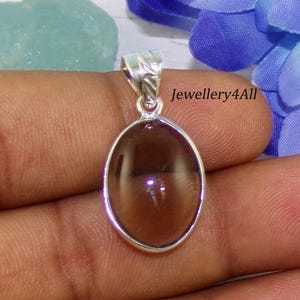 Natural Smoky Quartz Pendant, Oval Cab Gemstone Pendant, 925 Sterling Silver Pendant, Dangling Pendant, Handmade Silver Jewelry Gift, P81325