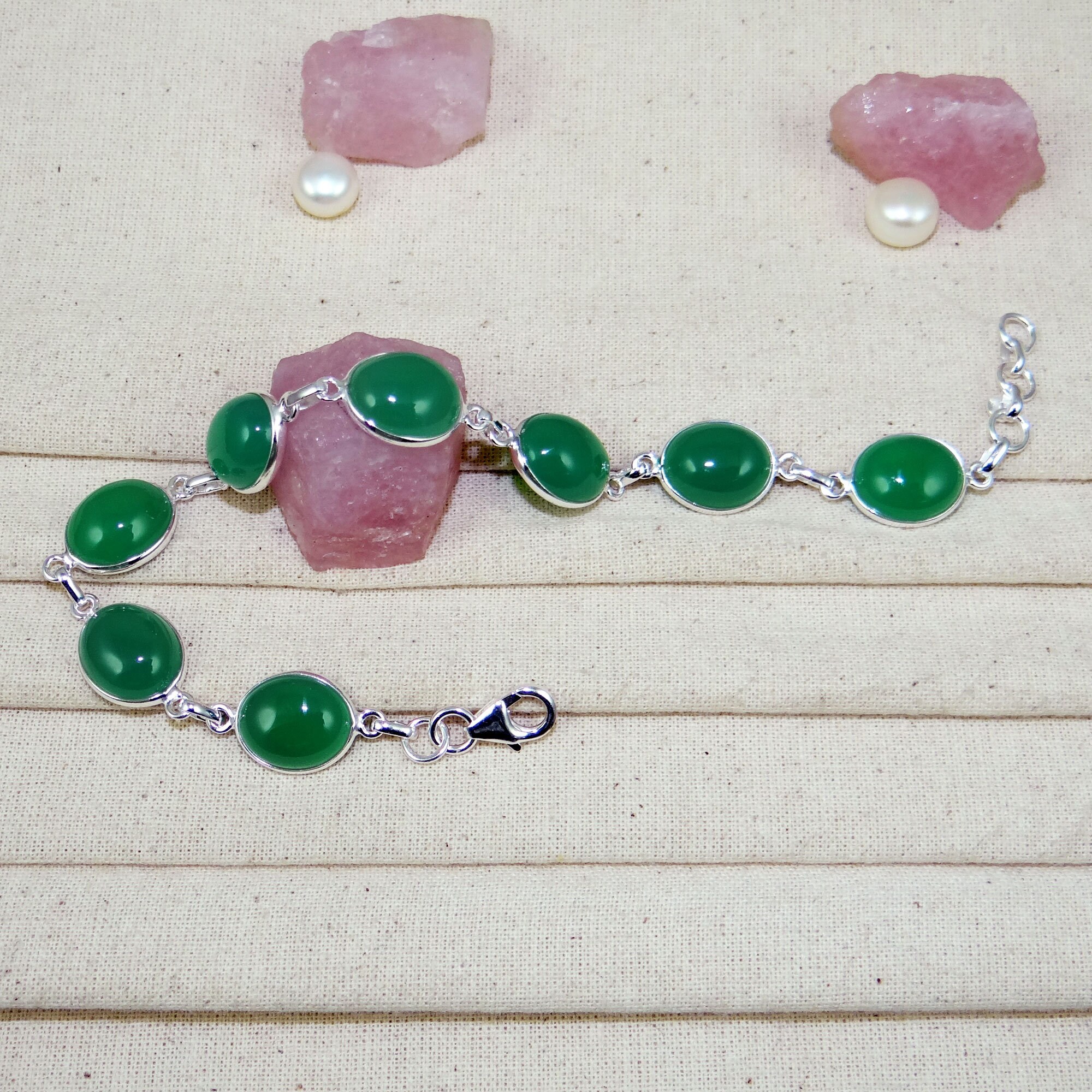 Green Onyx Bracelet Onyx Bracelet 925 Sterling Silver Etsy