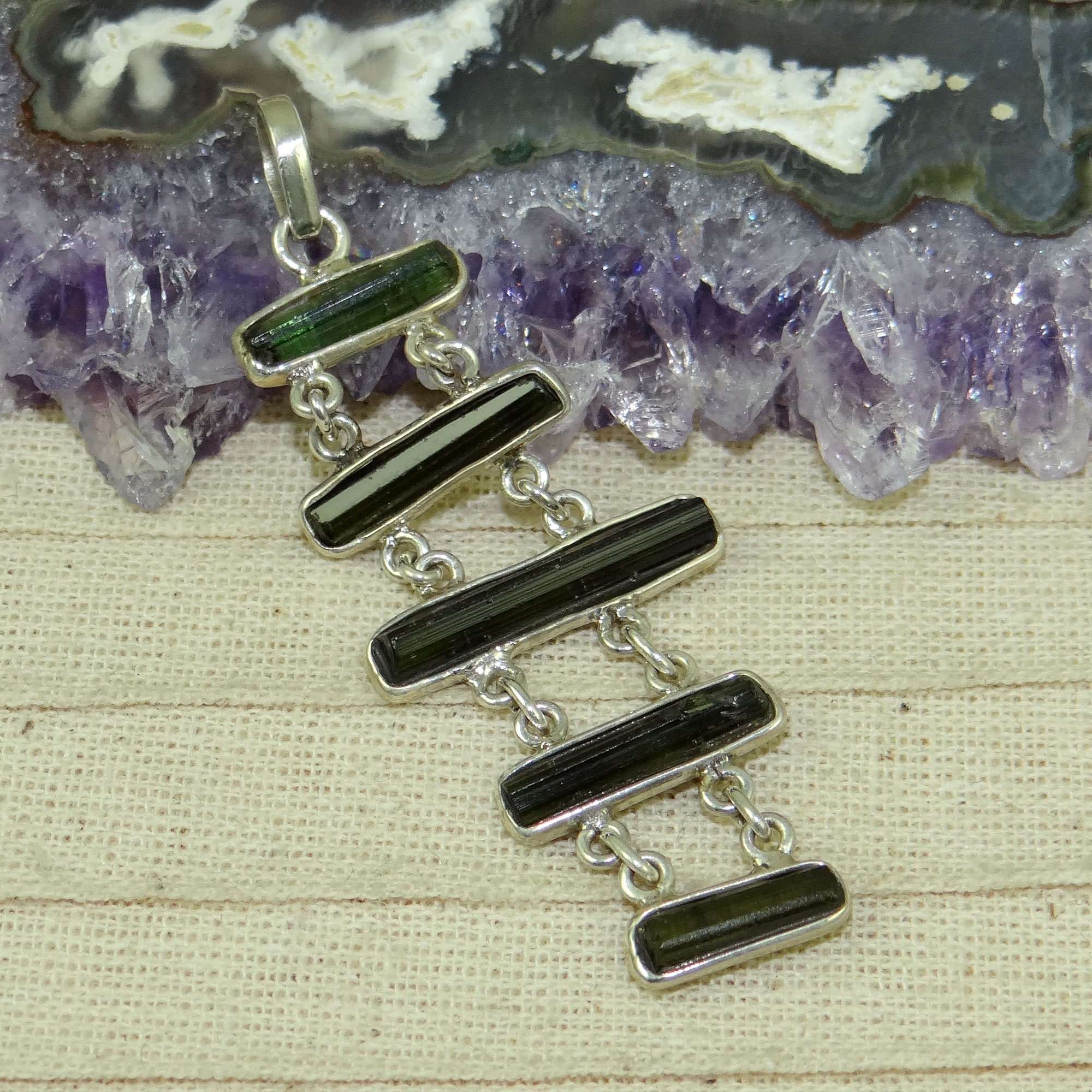 AAA grade Green Tourmaline Pendant, Rough Tourmaline Pendant, Rough Stone Pendant, Solid  925 Silver Pendant, Bezel Pendant, For Her, L90322