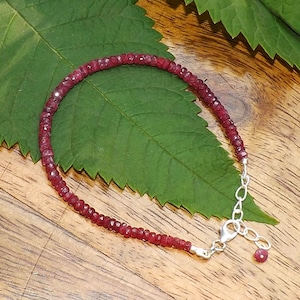 Adjustable Ruby Corundum Bead Bracelet, Handmade Party Jewelry