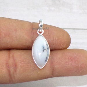 Sterling Silver Dendritic Agate Pendant: Bezel Boho Necklace
