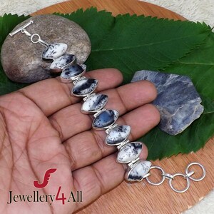 Dendritic Agate Bracelet, Solid 925 Silver Bracelet, Toggle Bracelet, Marquise Bracelet, Agate Jewelry, Amazing Bracelet, Gift For Her
