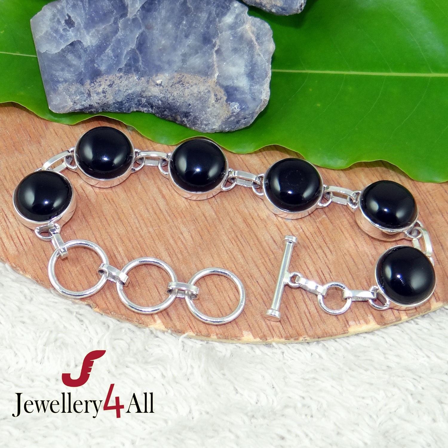 Black Onyx Bracelet Solid 925 Silver Toggle Onyx Bracelet Etsy