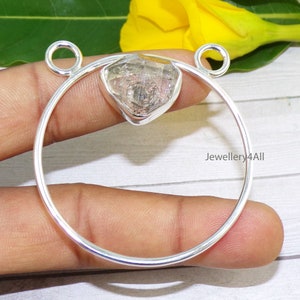Herkimer Diamond Pendant: Raw Stone, 925 Sterling Silver, Fancy Shape