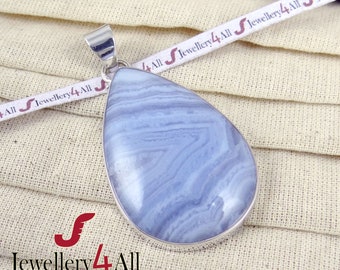Collane con girasole in agata blu e pizzo / ciondolo in argento Sterling 925 / collana con cristalli delicati / catena riempita in oro 14k / collana con catena S925 - Italia