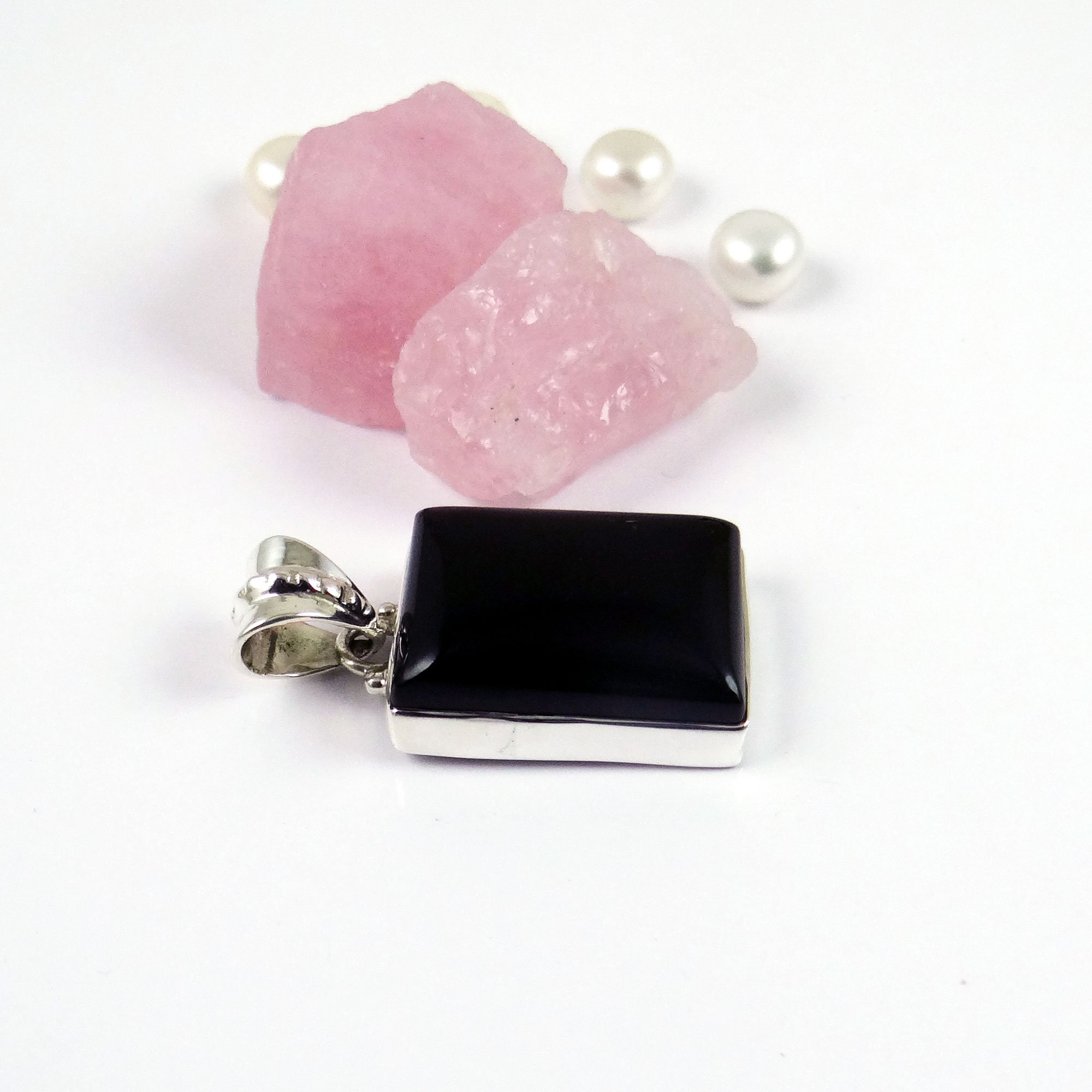 Black Onyx Pendant, 925 Sterling Silver Pendant, Big Onyx