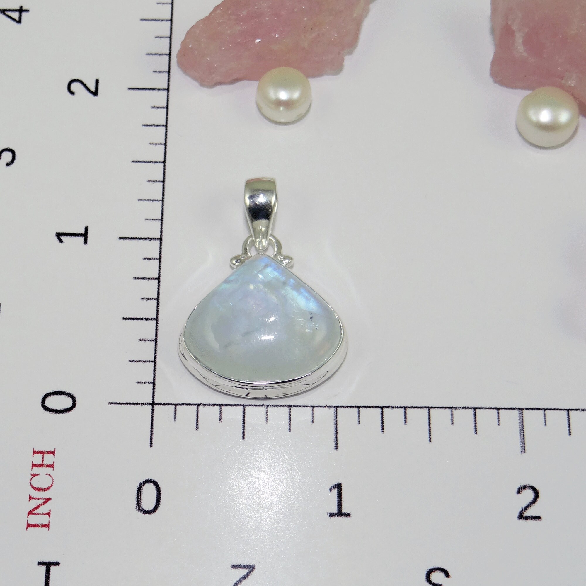 Collana in argento sterling 925 con pietra preziosa arcobaleno bianca: catena regolabile - Italia