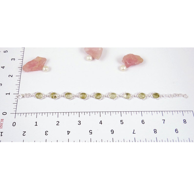 Rutilated Quartz Bracelet Classic Simple Bezel Set Bracelet Gift K31611 Dinty Bracelet Golden Rutile Bracelet Solid 925 Silver Bracelet