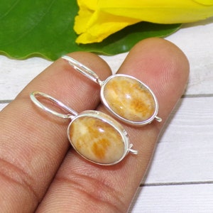 10 x 14 mm Fossile Korallen Ohrringe, Natürliche Fossile Korallen Ohrringe, Massive 925 Silberohrringe, Gelenk Akre Ohrring, Weihnachtsgeschenk, Ohrringe, N82226