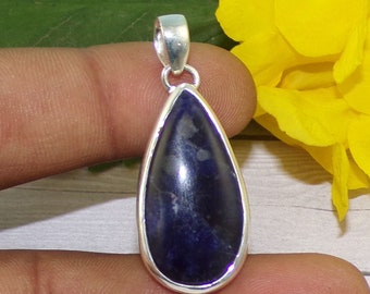 Natural Sodalite Pendant, 925 Sterling Silver Pendant, Blue Gemstone Pendant, Women Pendant Necklace, Handmade Silver Jewelry for Her,P42203