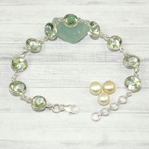 Green amethyst bracelet sterling best sale silver
