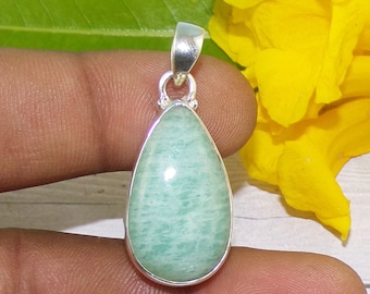 Amazonite Gemstone Pendant, Pear Shape Dangling Pendant, 925 Silver Handmade Pendant, Women Designer Pendant Gift Jewelry For Wife, P42504